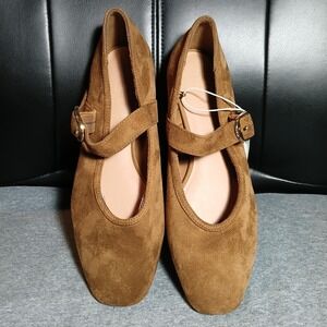 Old Navy Brown Faux Suede Mary Jane Shoes Size 8 To 8.5 NWT